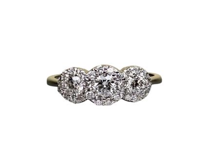 Timeless Superlative 0.85ct Diamond Trilogy set on 18k Solid Gold Ring