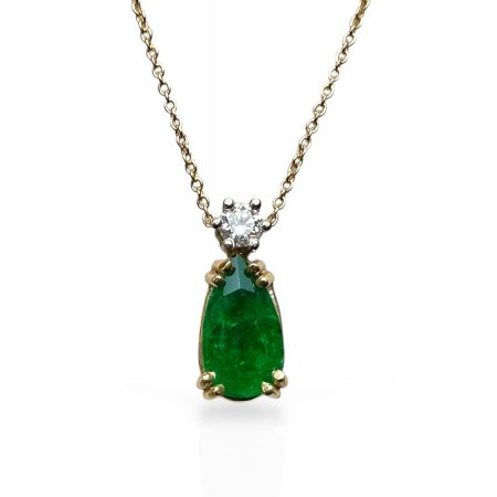 Exquisite 2.58ct Muzo Colombian Emerald set on 18k Solid Gold Necklace with 0.50ct Natural Diamonds