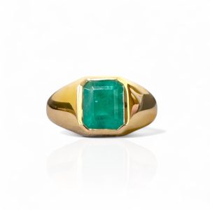 GRS certified Massive 3.20ct Muzo Colombian emerald 18k gold Ring