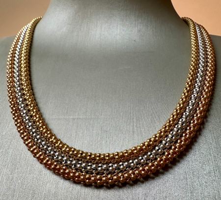 Wonderful Made in Italy 40gr 18k tri color solid gold Necklace