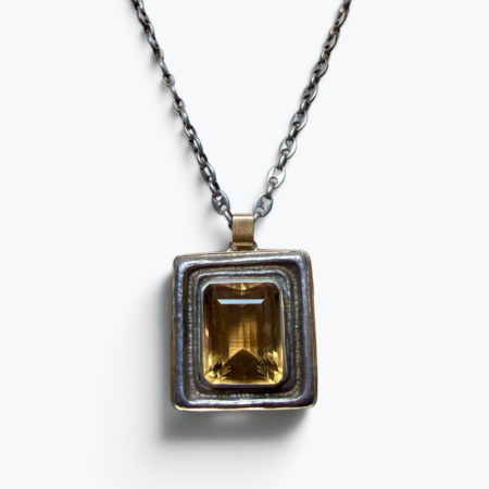 Elegant Handcrafted 18K Gold & 925 Silver Citrine Necklace, 45.9g