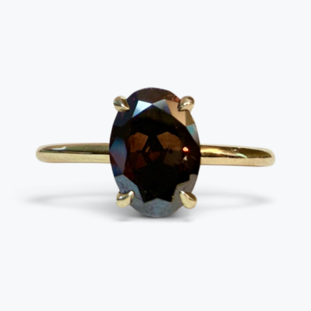 Captivating 14K Yellow Gold, Certified GIA Chocolate Diamond Ring, 1.47ct Diamond, 2.2g
