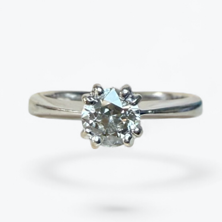 Splendid CISGEM Certified 18K White Gold 0.80 ct Diamond Solitaire Ring, 5.4 g