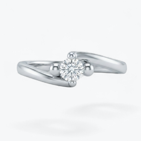 Radiant 18K White Gold Valentino Solitaire Diamond Ring, 0.15ct, 3.8g